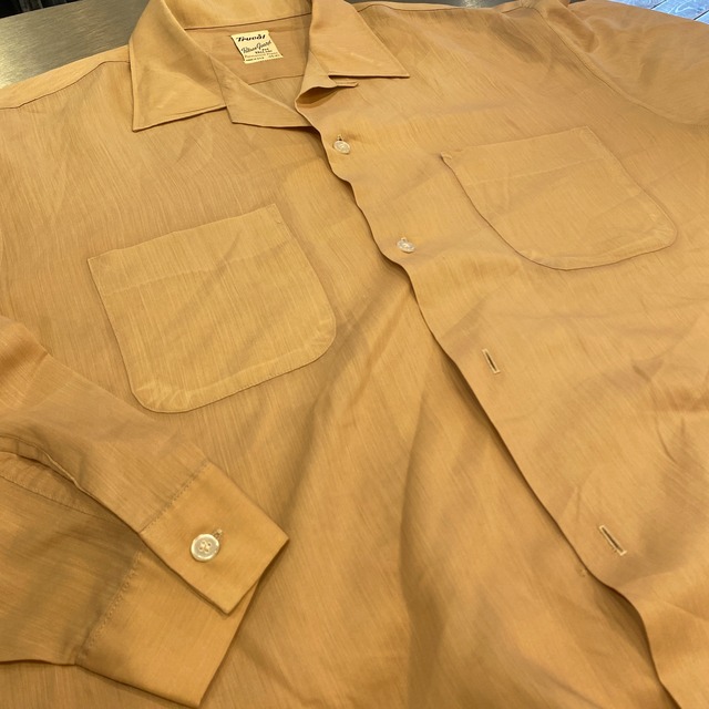 ⊕⊕ 1970s TRUVAL OPEN COLLAR SHIRT BEIGE