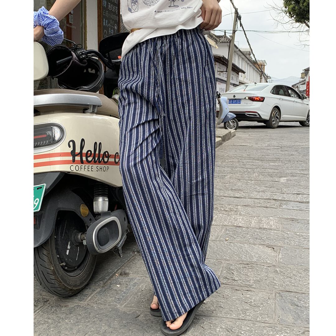 retro stripe casual pants