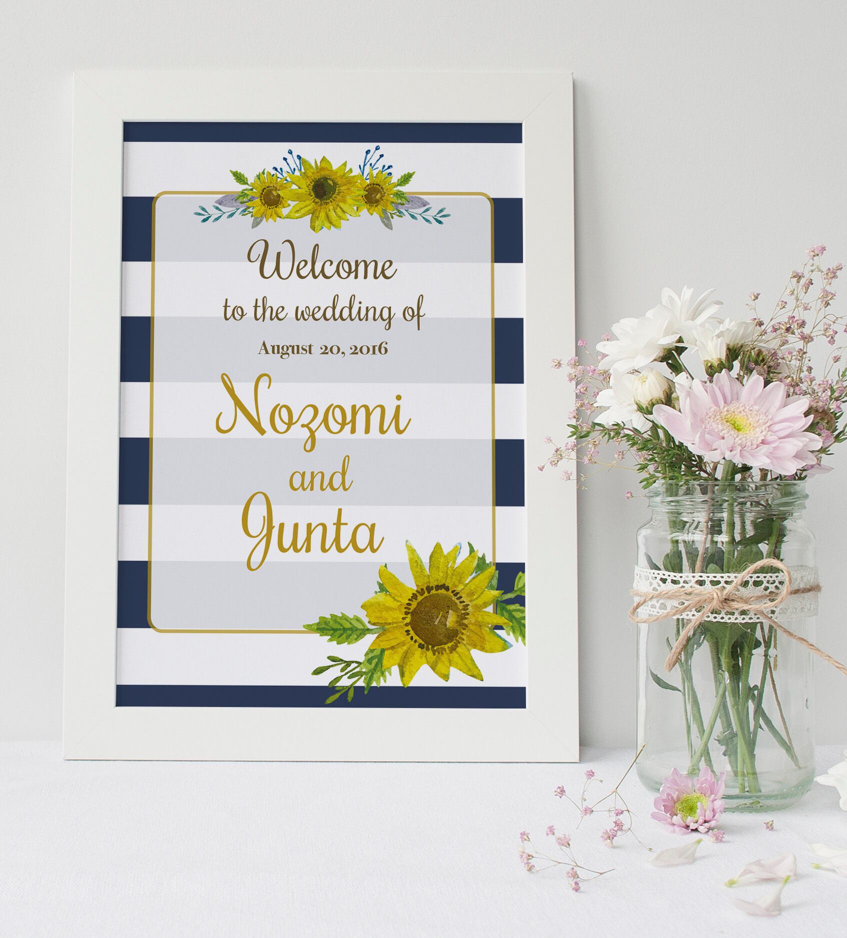 50%OFF!!【ひまわりマリン】色・フォントカスタム可能♡オーダーメイドウェルカムボード│夏 リゾート ウェディングサイン 結婚式