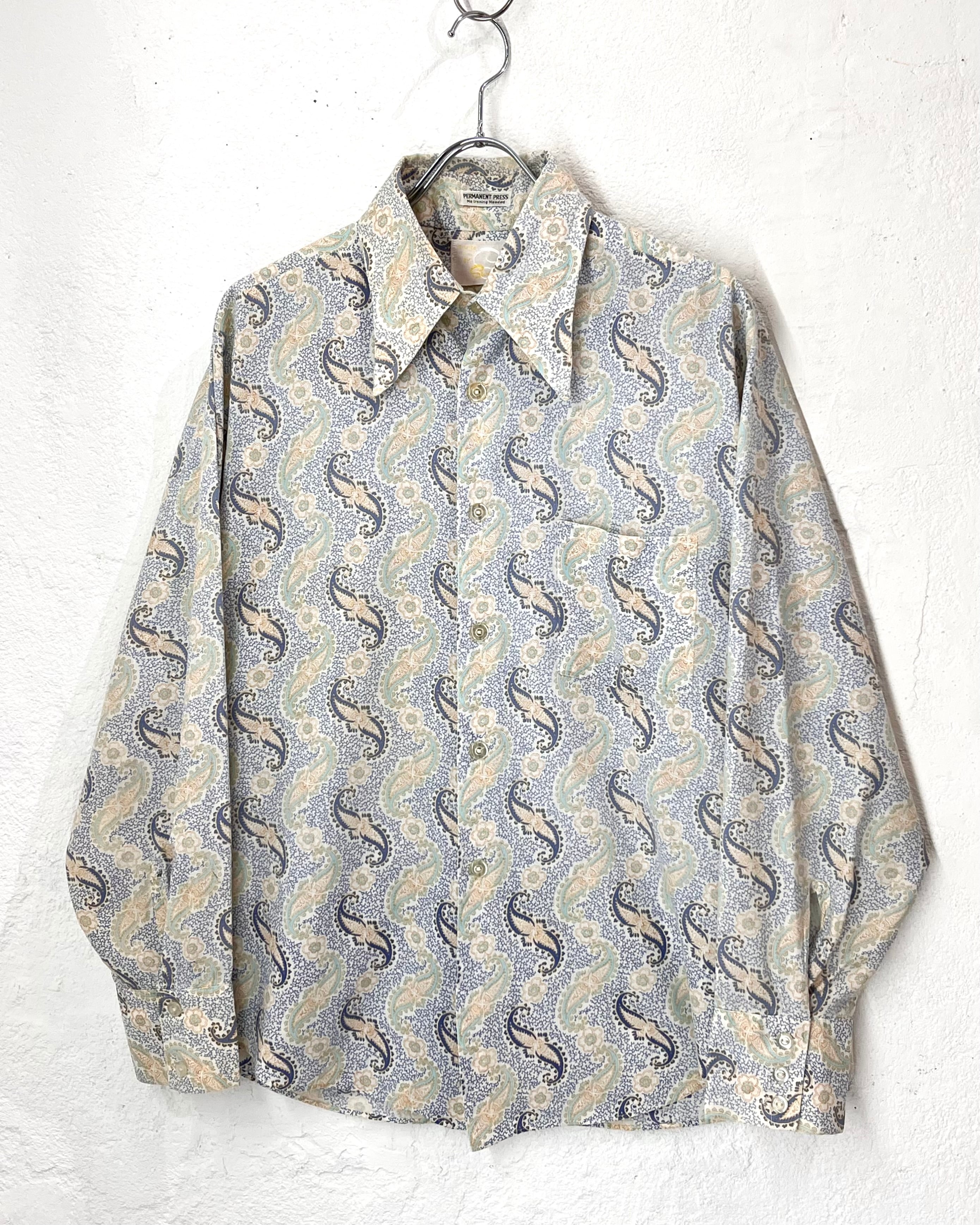 70s Sweet Cotton×Poly Paisley Pattern Shirt