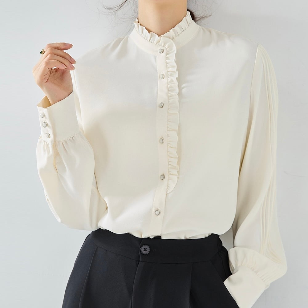 エレガント通勤フレンチ ホワイトシャツ YH8865