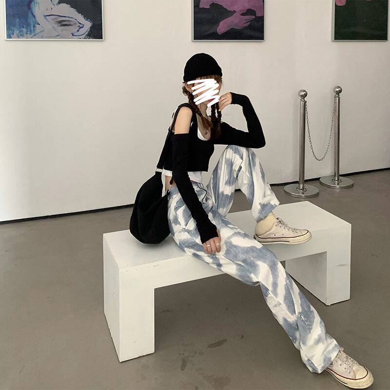 ハイウェストカジュアルパンツ スプリングオータム薄手 春物 秋物 モンロー45988686784