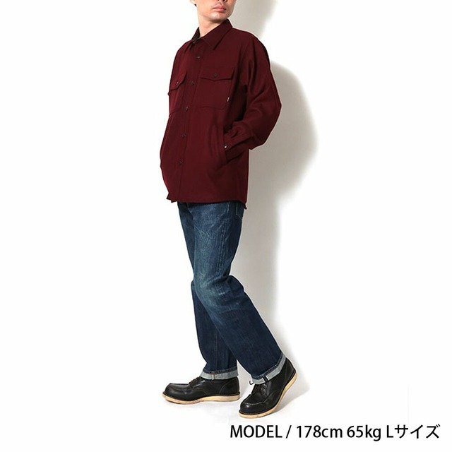 【L ブラック】ヒューストン HOUSTON MELTON CPO SHIRT JACKET 51535