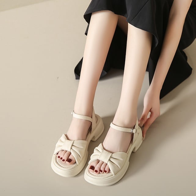 厚底リボンストラップサンダルV04066