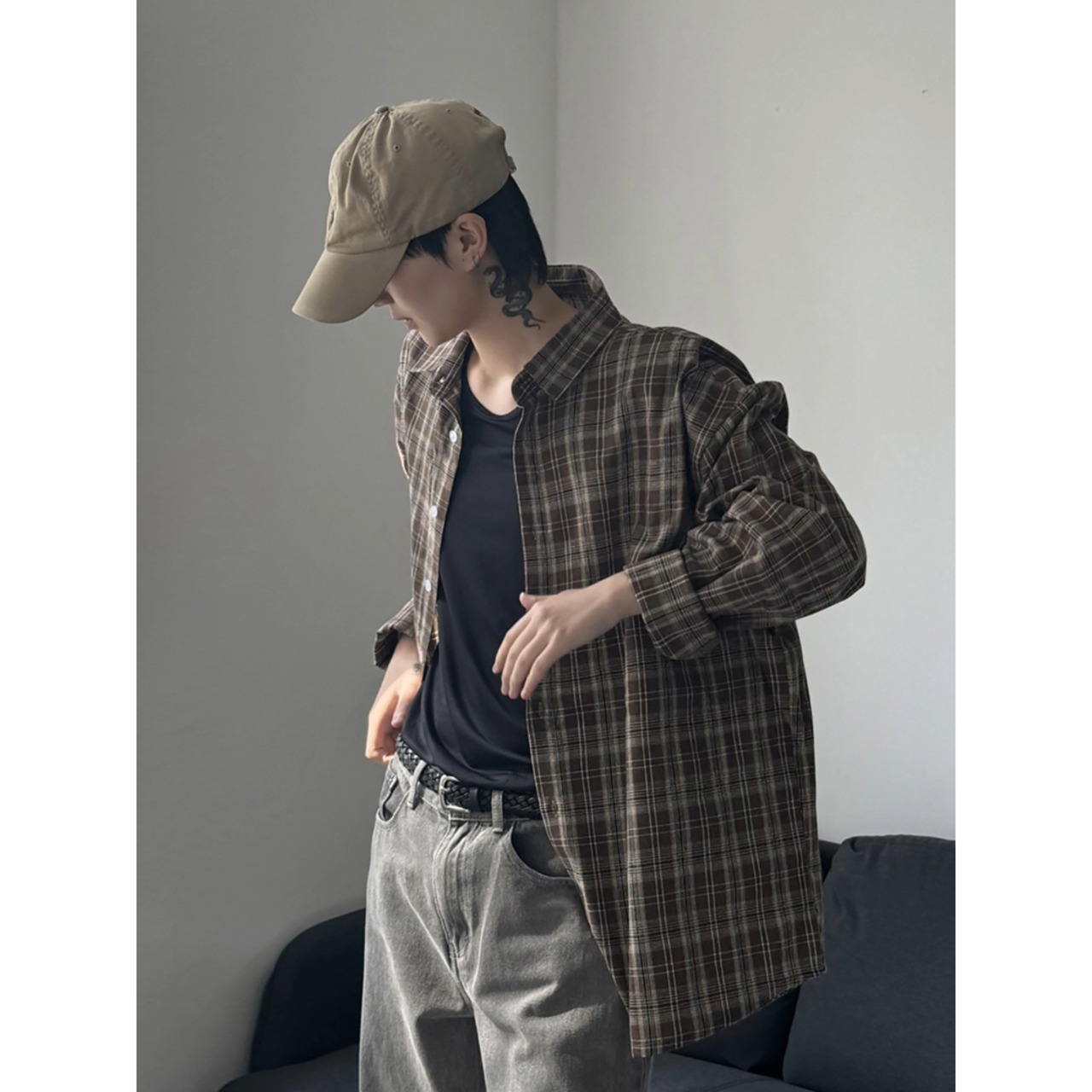 Tie-Dye Plaid Loose Shirt TB2553・画像4
