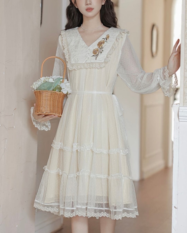 カントリーフラワーシフォンワンピース 25W08457