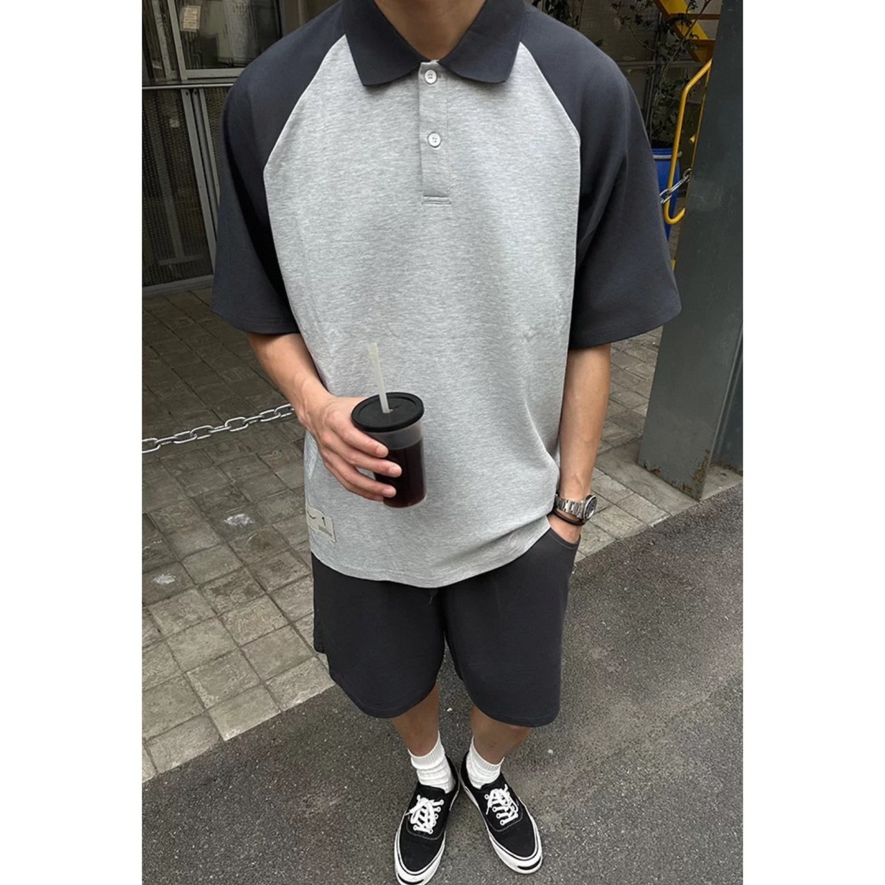 Two tone raglan polo tee 1426 - 2