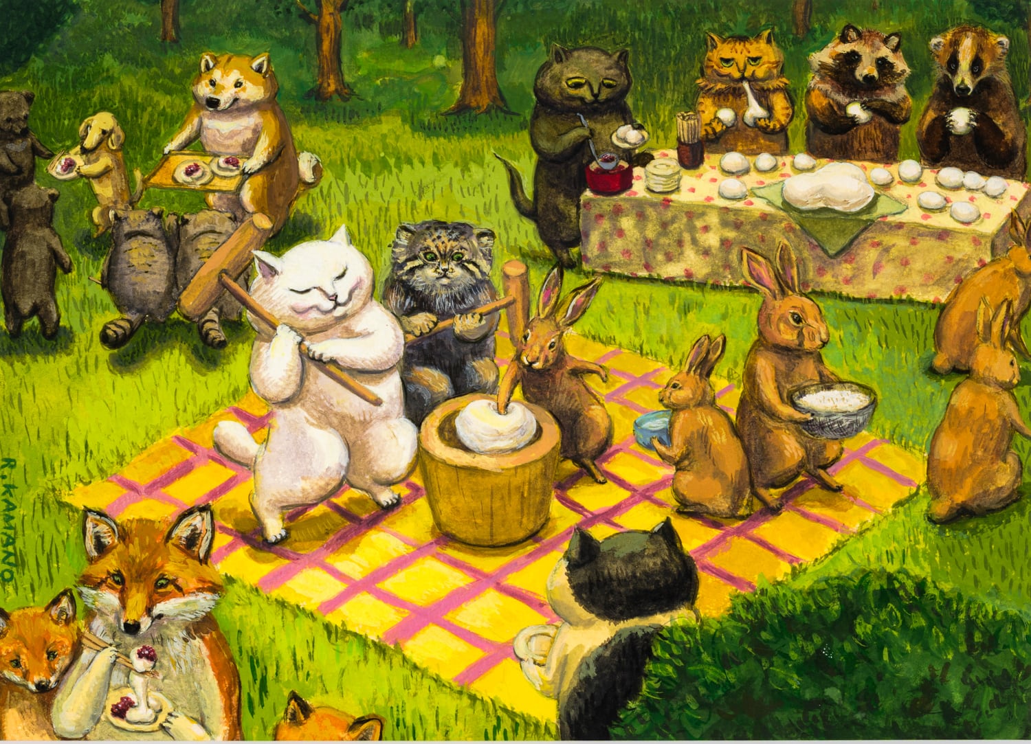 抽選販売売約済】カマノレイコ 原画V 「もちつき」額装込み | TOKYO