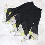 社交ダンス 衣装 スタンダード スカート レッスンウェア 女性用 レディース オールシーズン 黒 ハチロー イエロー系 ブラック系 ホワイト系 ビジュー 黄色 白 無地 シンプル ポリエステル ナイロン おしゃれ フレアスカート エレガント ダンス用 おすすめ