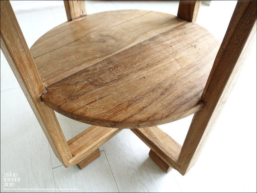 チーク無垢材 ヴィンテージサイドテーブルAnqbo17 丸テーブル 什器