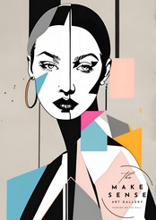 Geometric Muse｜モダン×ジオメトリックの女性アートポスター｜都会的でエッジィなデザインが空間を洗練｜｜A2ポスター