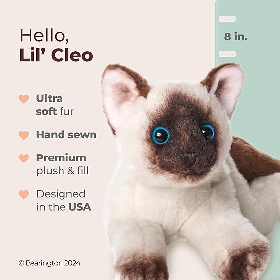 Bearington Collection Lil' Cleo シャム猫:手縫い 長さ8インチの