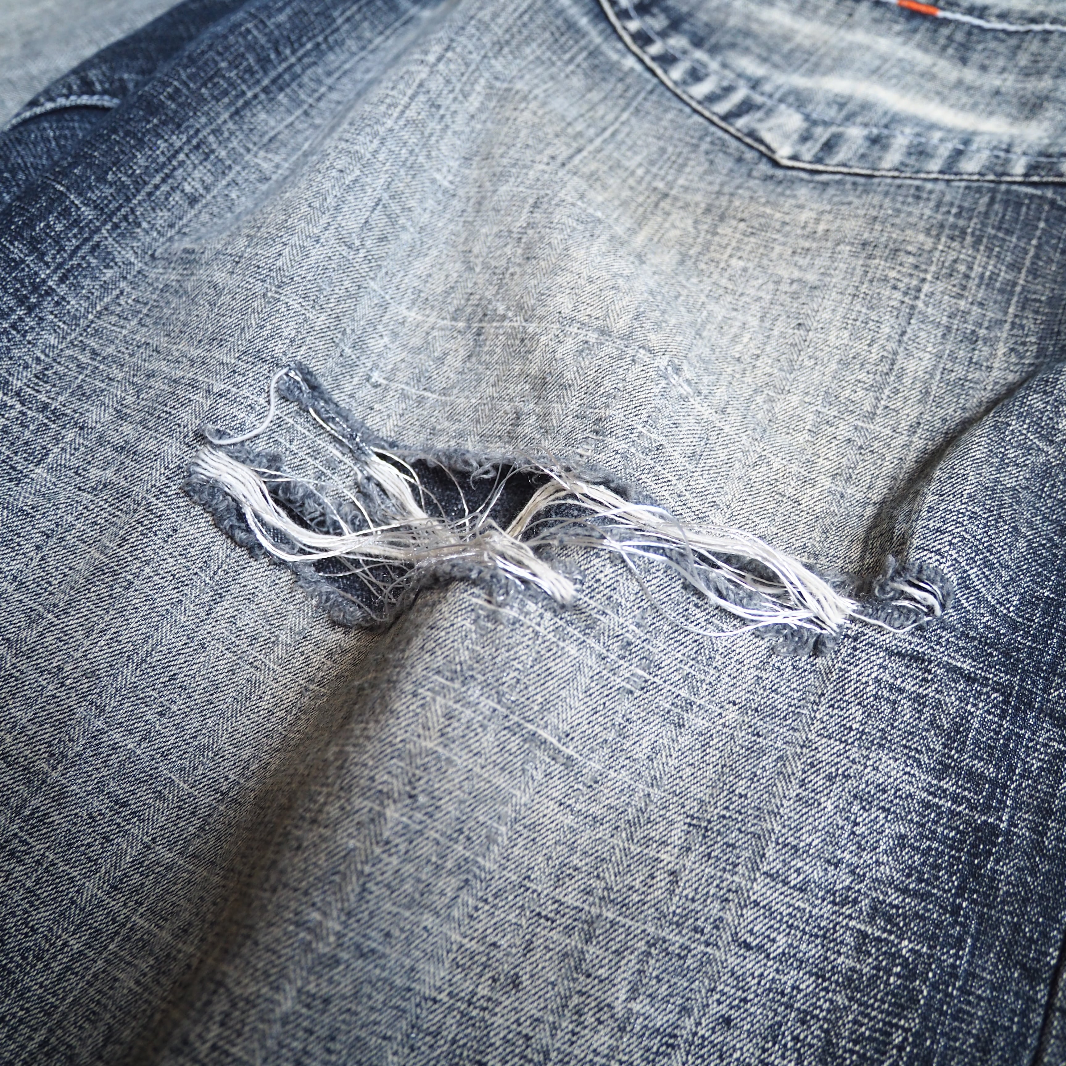 " Special - AKADEMIKS " Good Fade × Damage Vintage Baggy Denim shorts