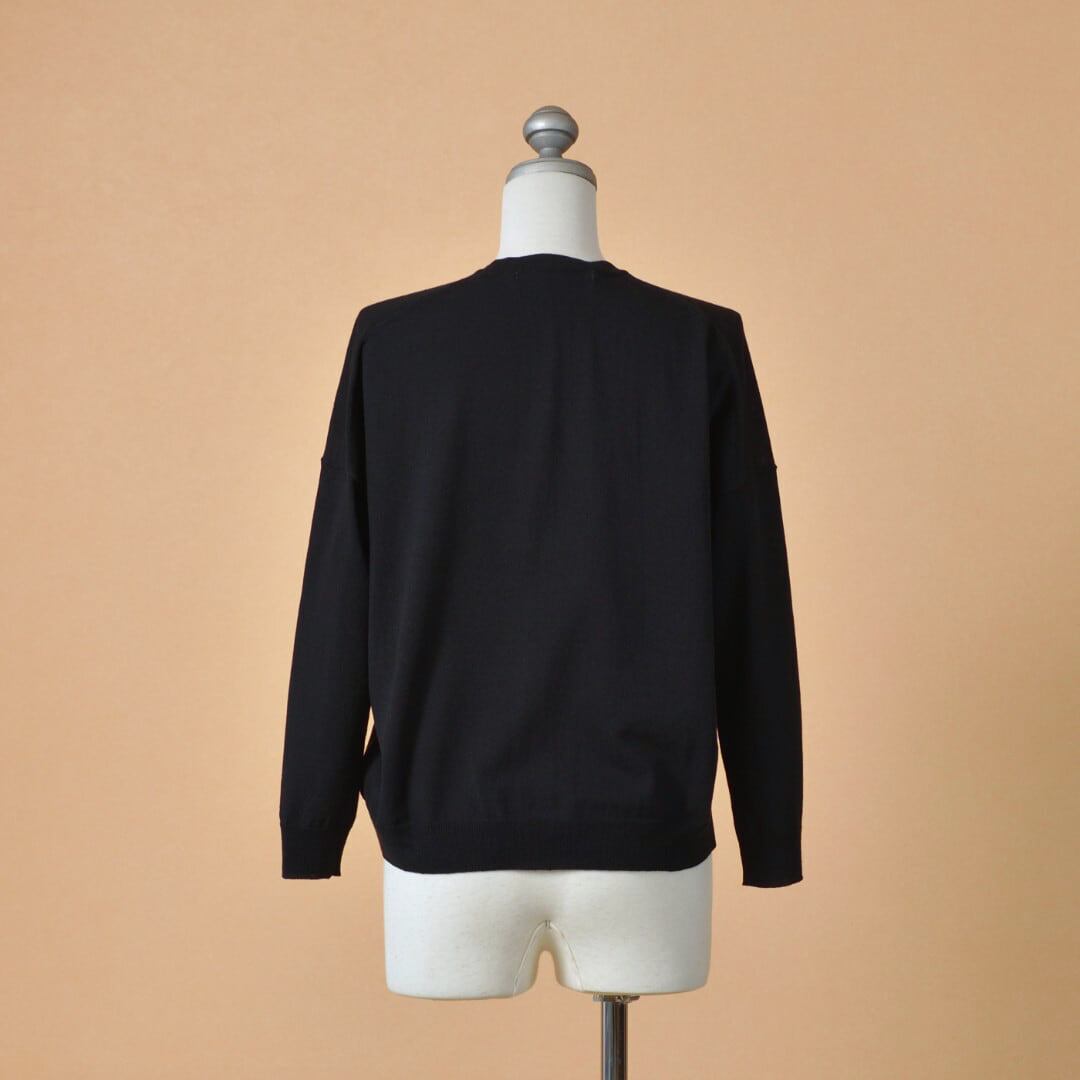 evam eva エヴァムエヴァ コットンラミーカーディガン・ブラック