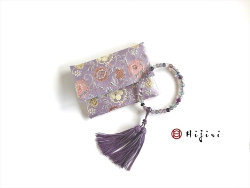 再販‼︎ お念珠入れ ポケット付き 高級金襴…雪輪紫《送料無料》