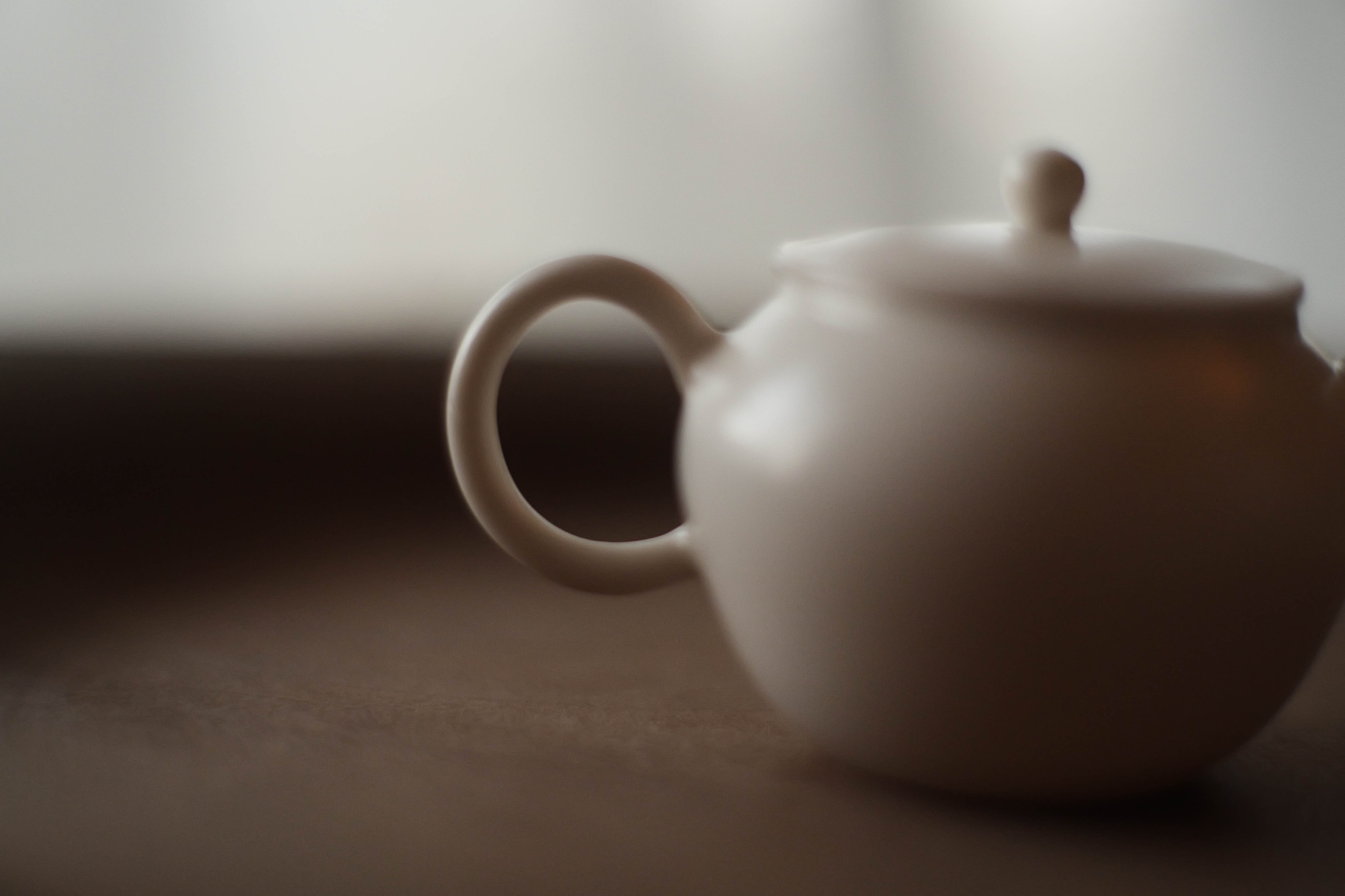 徳化薄胎薪窯白磁茶壺・丙午水無月5種＜高身＞（ろくろ引き・林澤陽