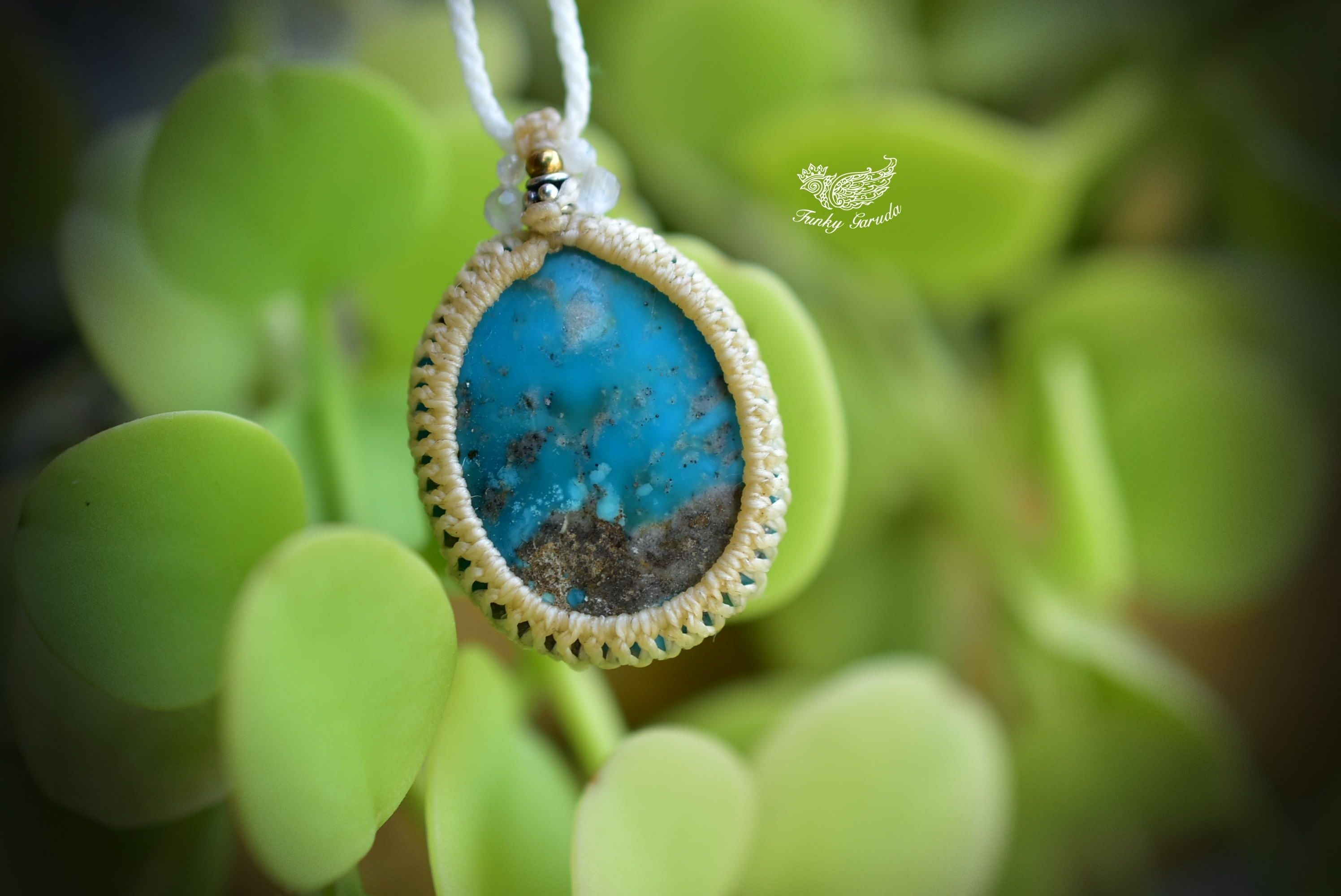 蒼い景色★ターコイズ マクラメペンダント217 蒼い景色☆ターコイズ マクラメペンダント217 | Funky garuda