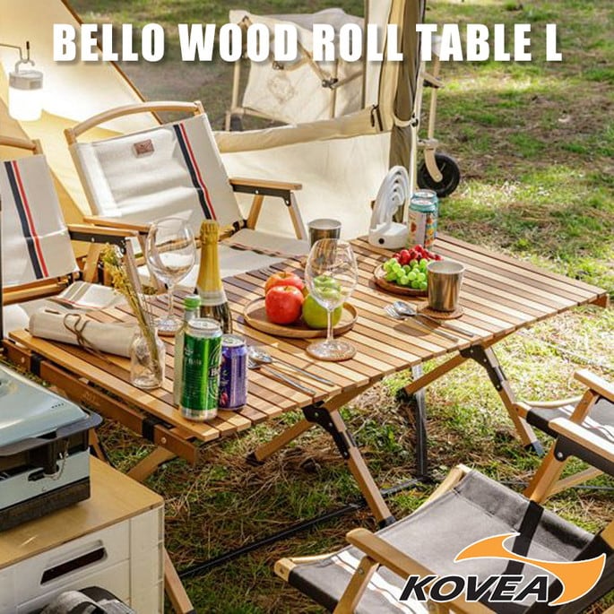 木製テーブル コベア KOVEA ベロウッドロールテーブルL BELLO WOOD