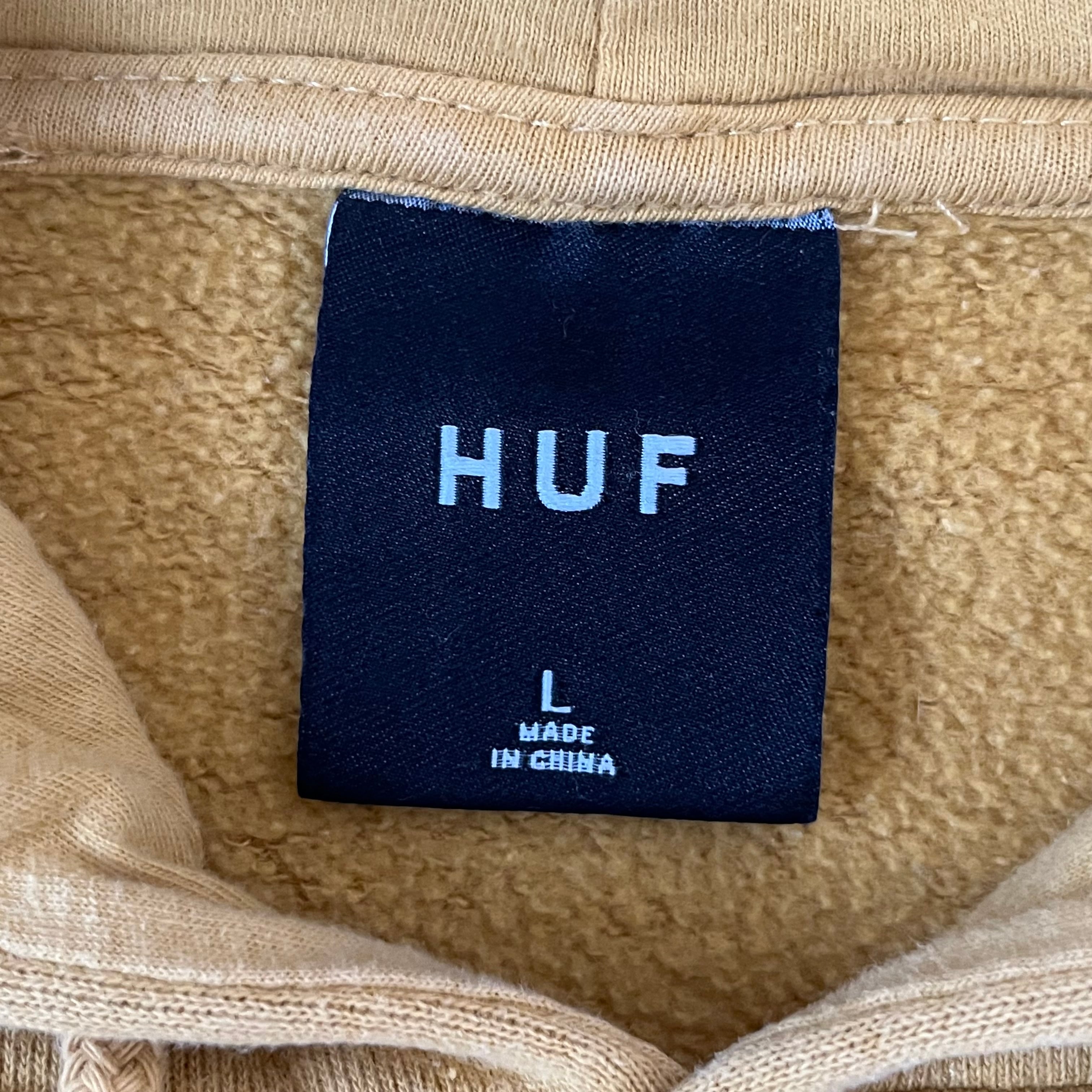 HUF ハフ スウェット パーカー プルオーバー フーディー トライアングルロゴ ストリート スケーター 古着 イエロー Lサイズ