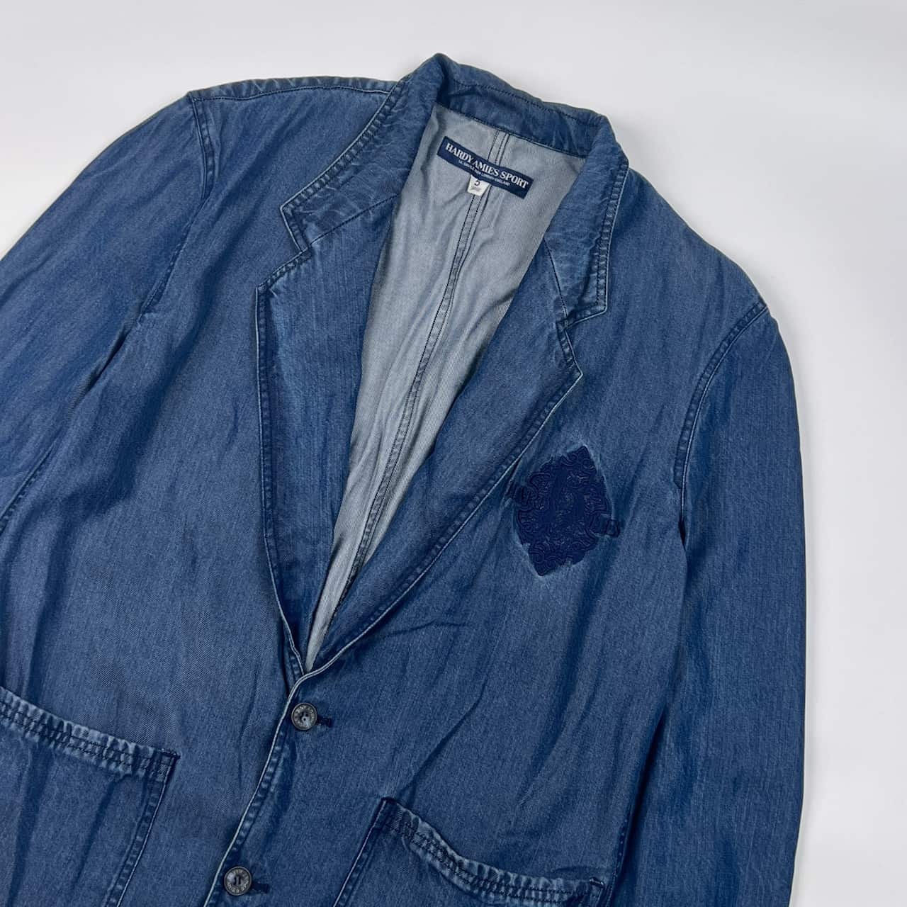 HARDY AMIES SPORT ハーディエイミススポーツ デニム 風 シャンブレー ジャケット 5/ブルー メンズ