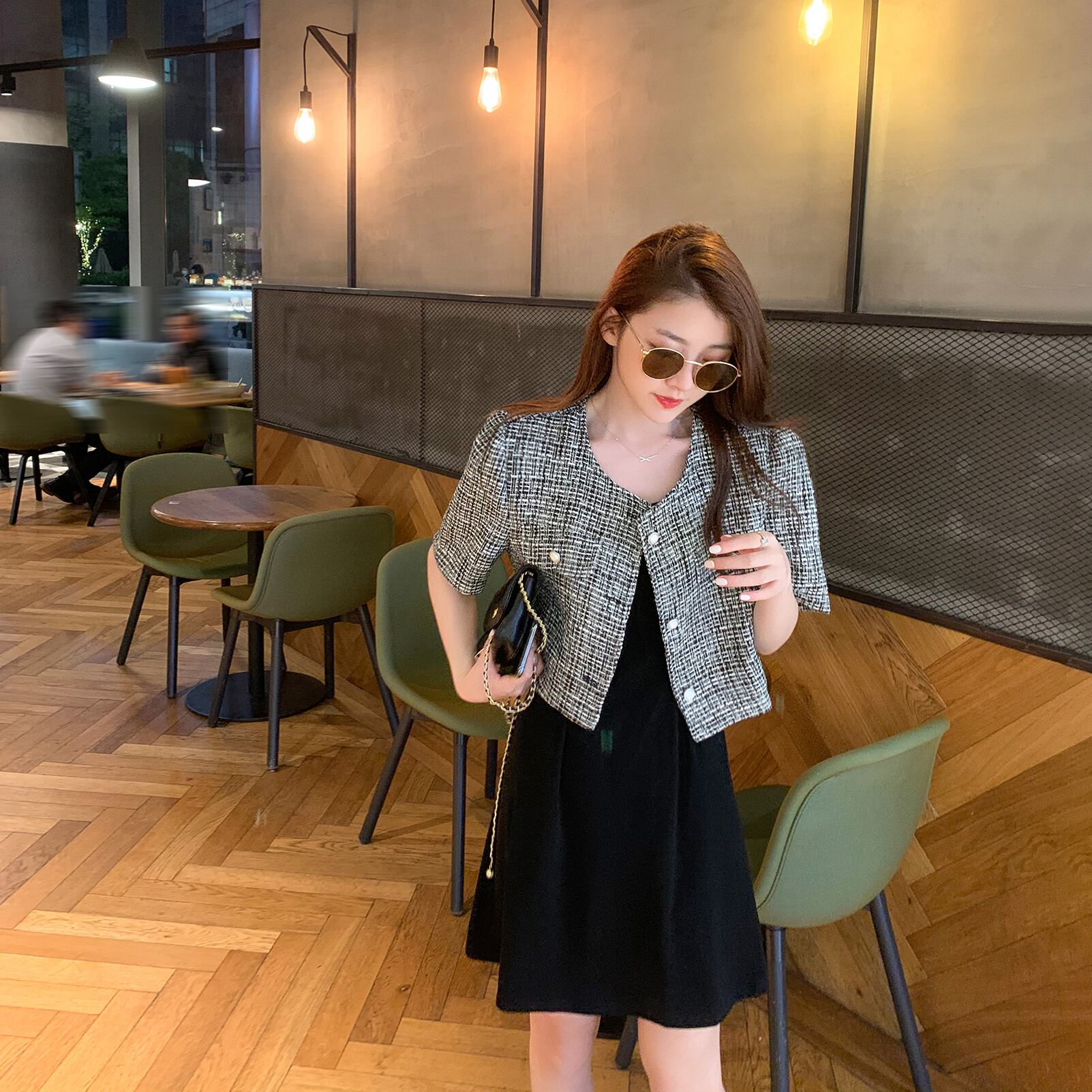 サマースタンダードスタイルブラックドレス ジャケット レトロ 夏物 6Du_Shop_Women22897378769