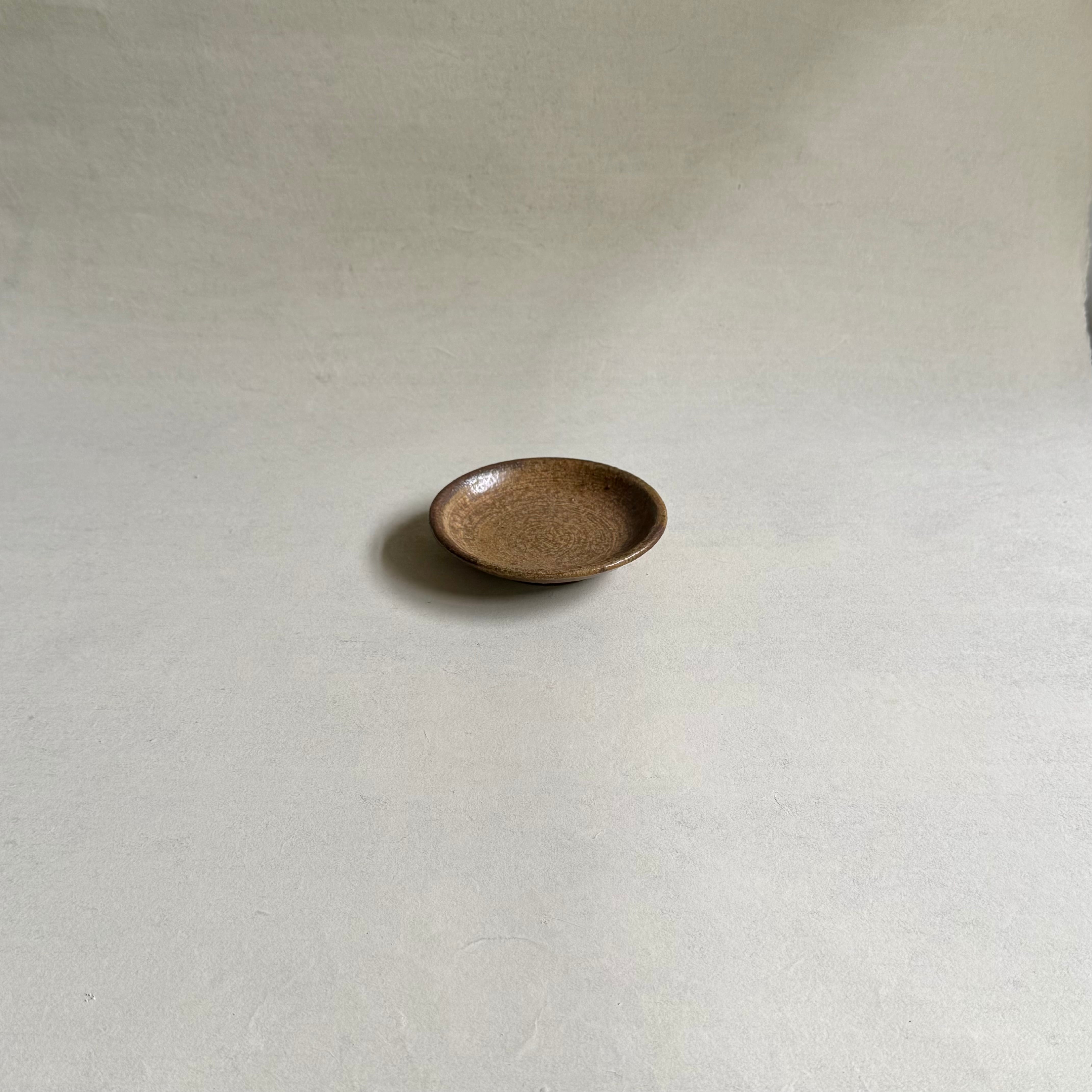 叶谷真一郎 3.5寸皿 黄土