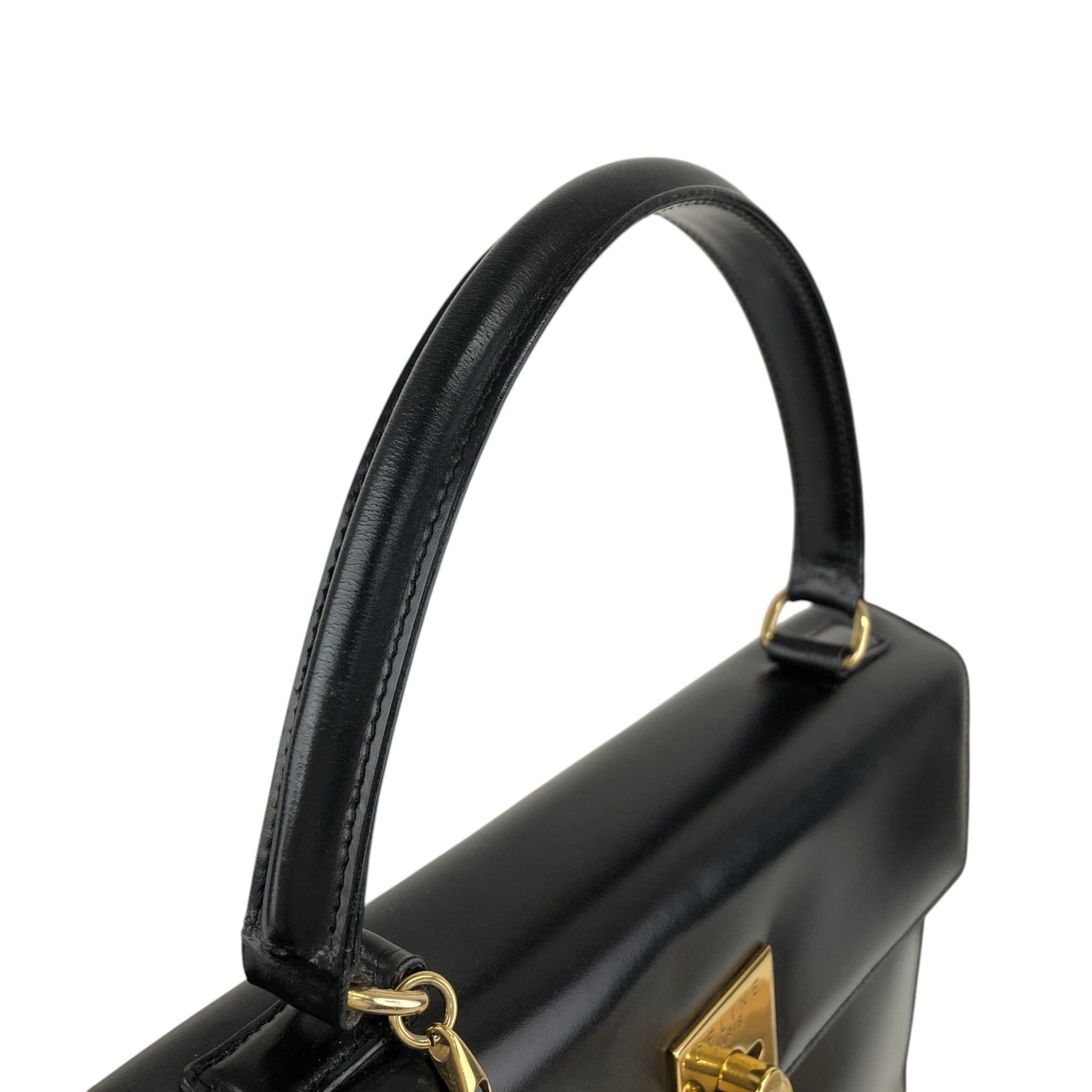 CELINE セリーヌ ハンドバッグ ブラック ガンチーニ マンテル レザー