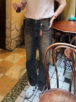 Vintage Washed Semi Wide Denim (Wash Blue)