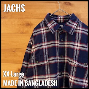 【JACHS】ネルシャツ 長袖シャツ フランネル ヘビーネル チェック柄 2XL ビッグシルエットフラップポケット US古着