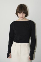 CLANE クラネ　ARRANGE BOAT NECK TOPS BLACK