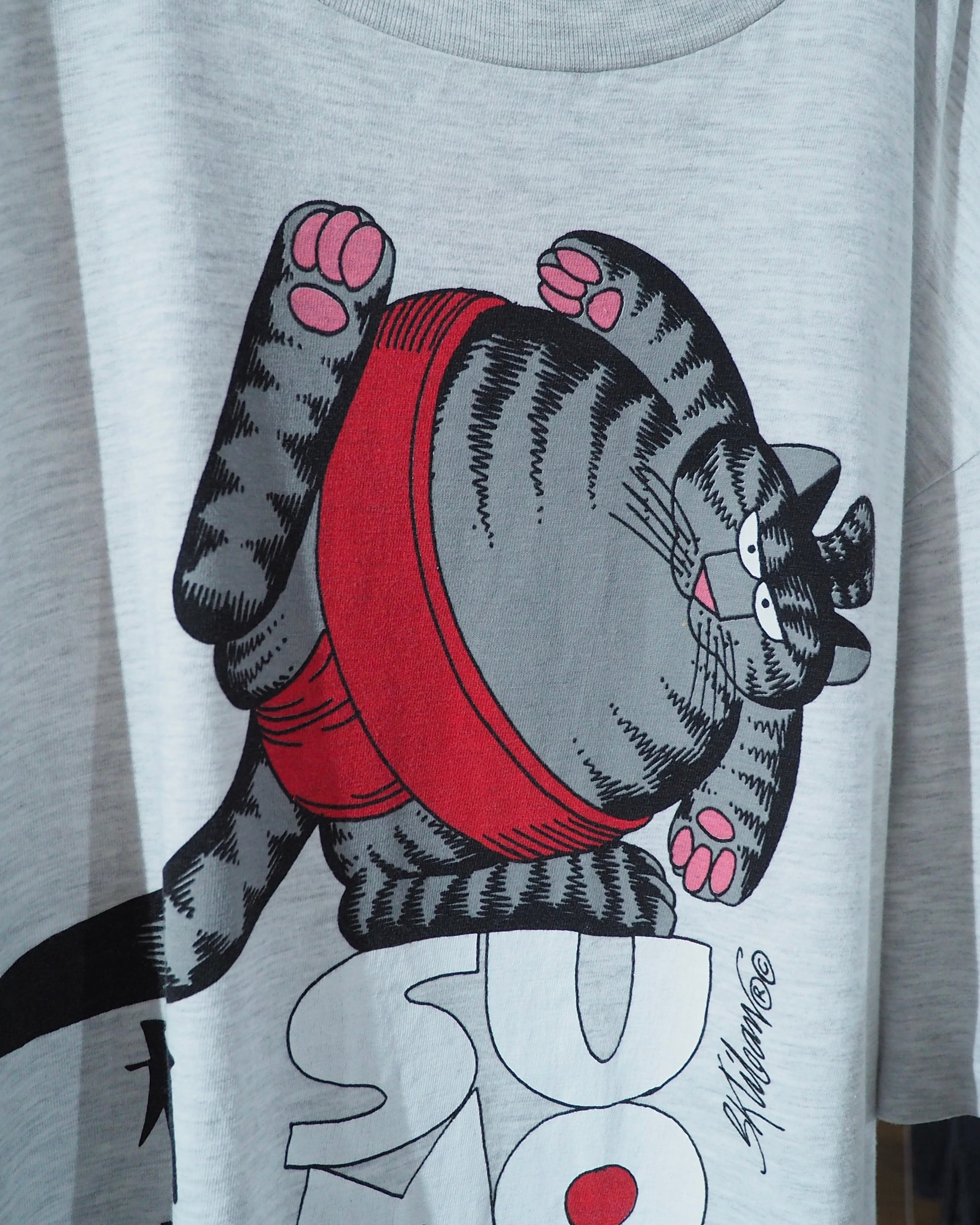 1990s " Made in USA - Kliban Cat " " 相撲 ‐ SUMO " Double-side printed vintage loose Tee