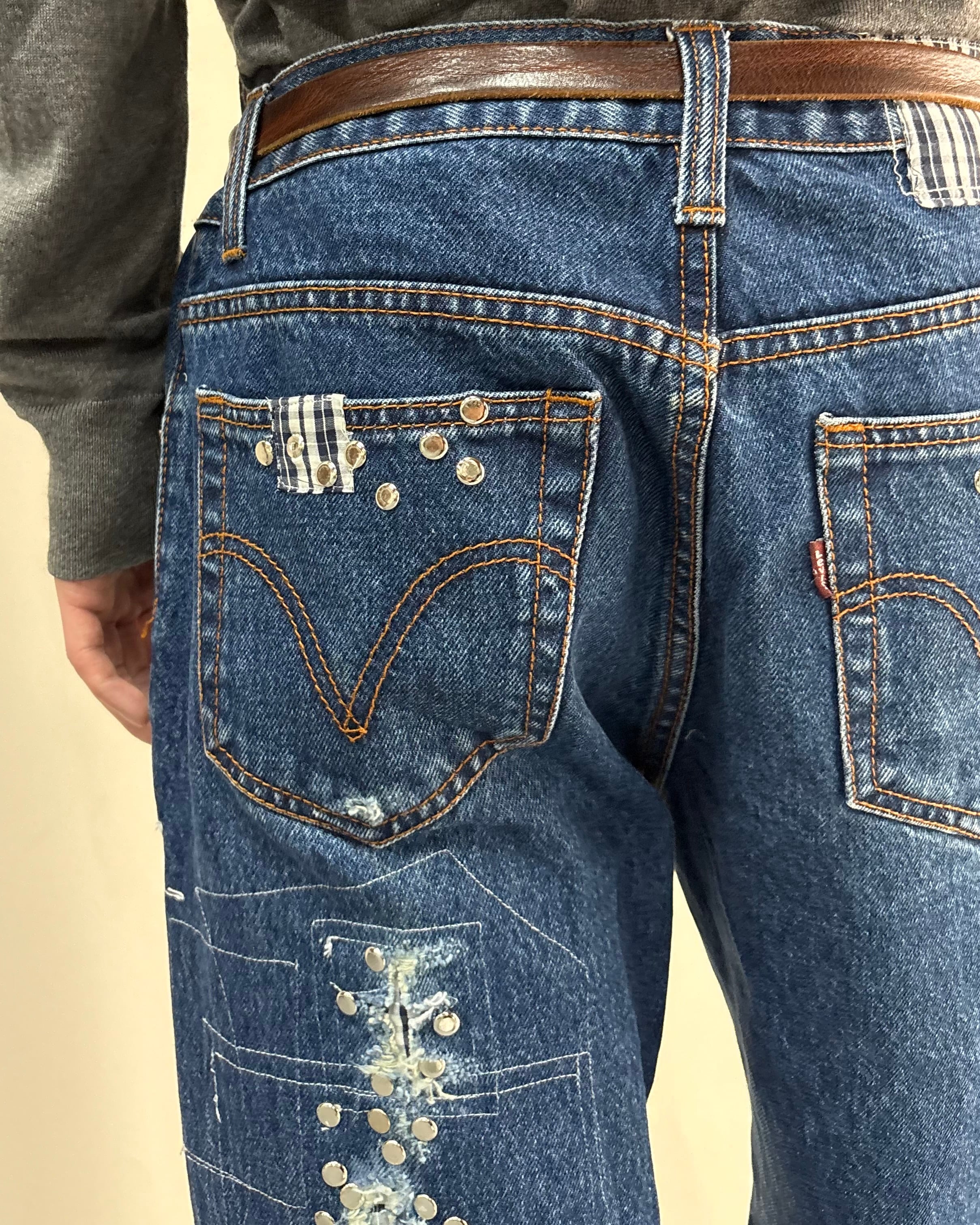 Hannah Creak】Studded Jeans Blue | blendmarket