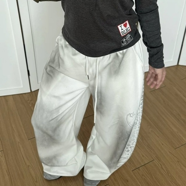 サイドレオパードレタリングスウェットパンツ 2col   R02599