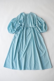 【suie】Polka dot gathered sleeve dress/ポルカドットパフスリーブワンピース(水色×青ドット)