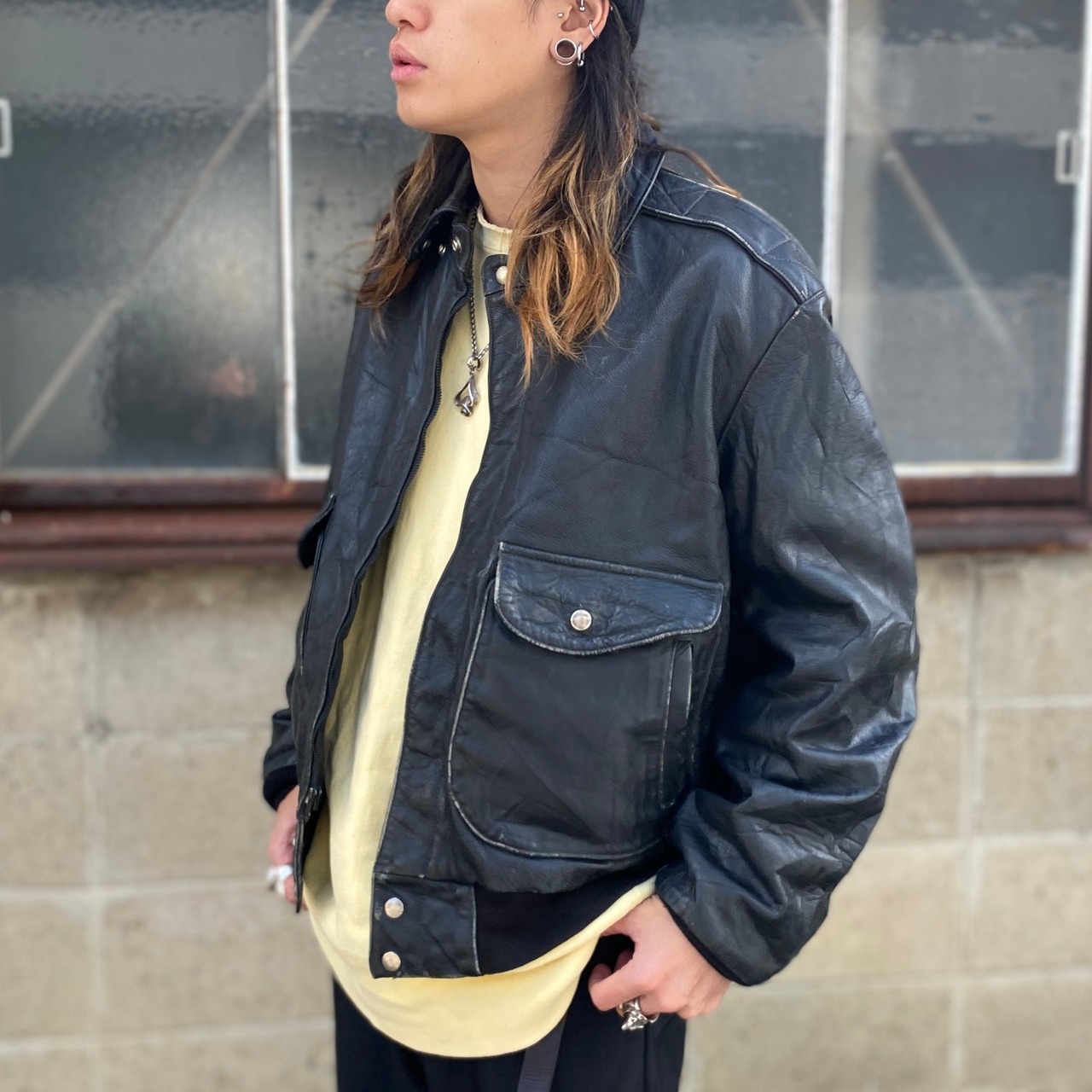 A-2 ファッション Jawani 80s A-2 レザー フライトジャケット 茶色  