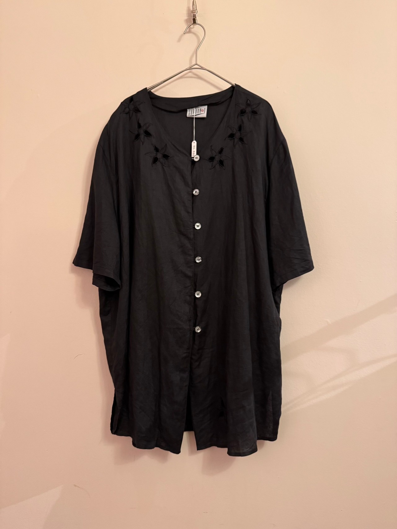 SAMOON カットワークリネンシャツ