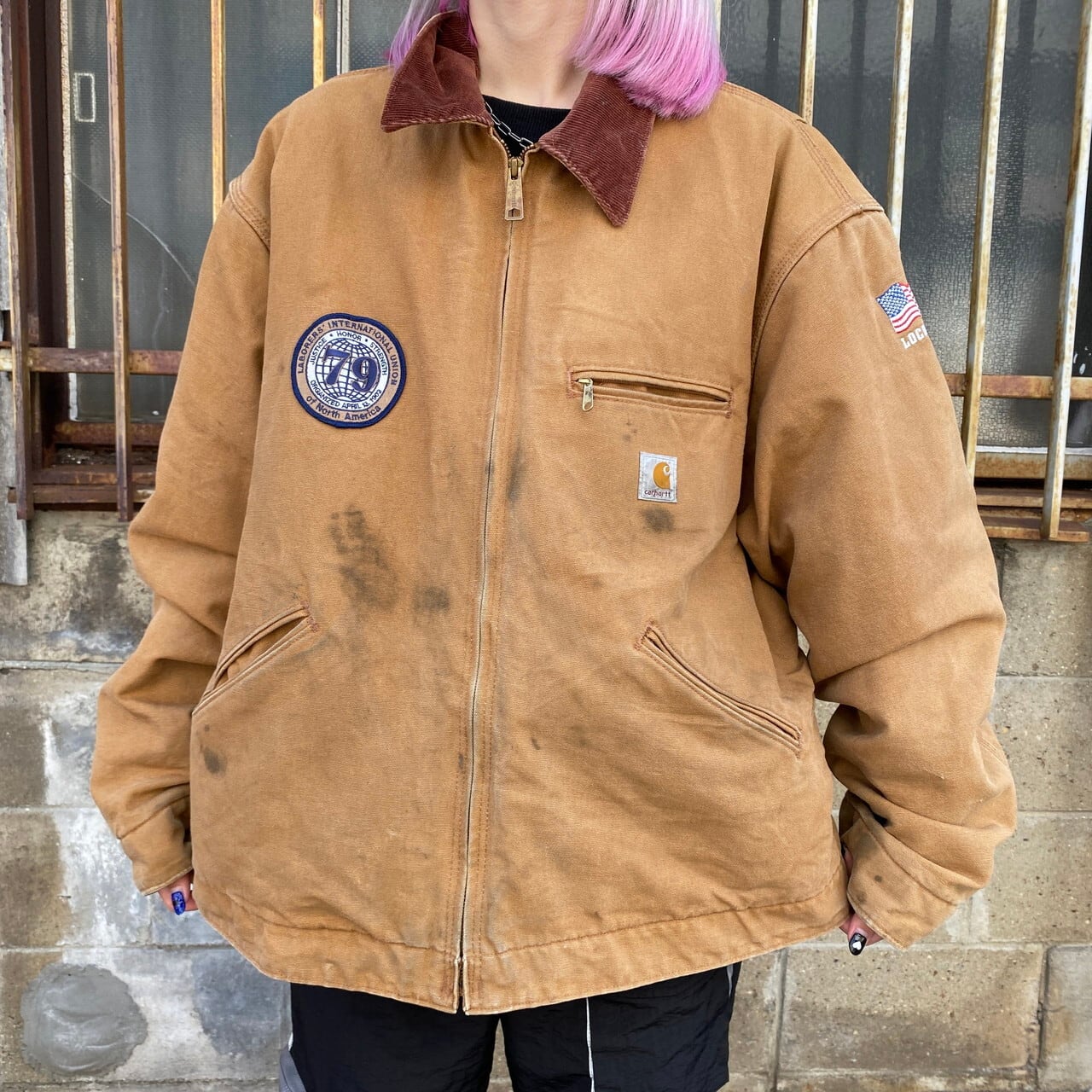 USA製 Carhartt カーハート デトロイトジャケット LOCAL79 ロゴ ...