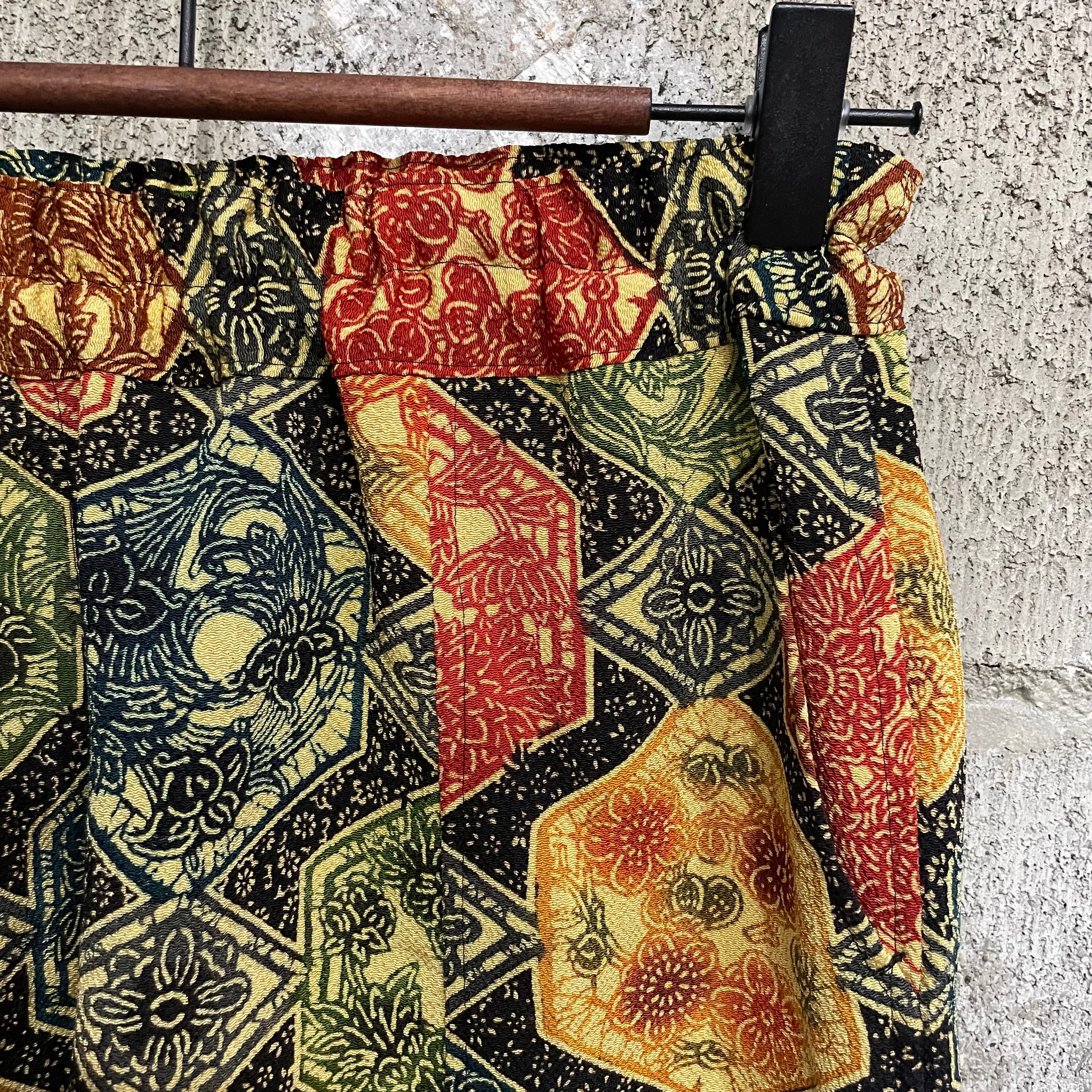 着物リメイクワイドパンツ - kimono elastic waist pants | konote-コノテ-