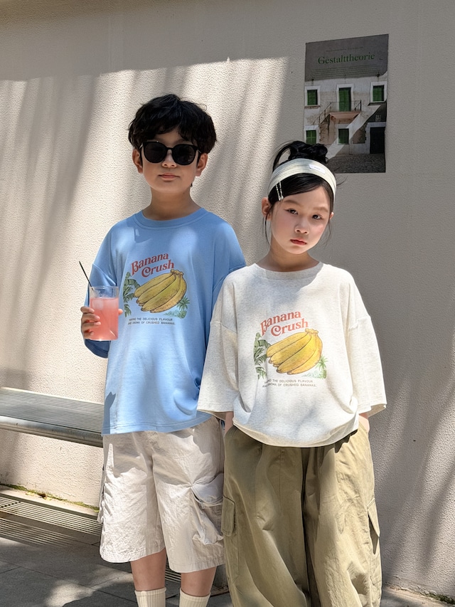 【KID】バナナクラッシュ英字プリント半袖Tシャツ - 14