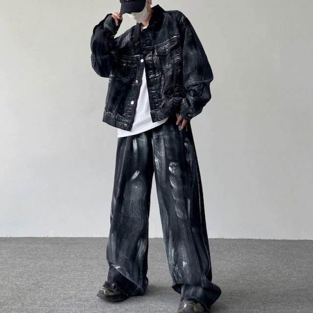 ダメージペイント　デニムセットアップ　00079
