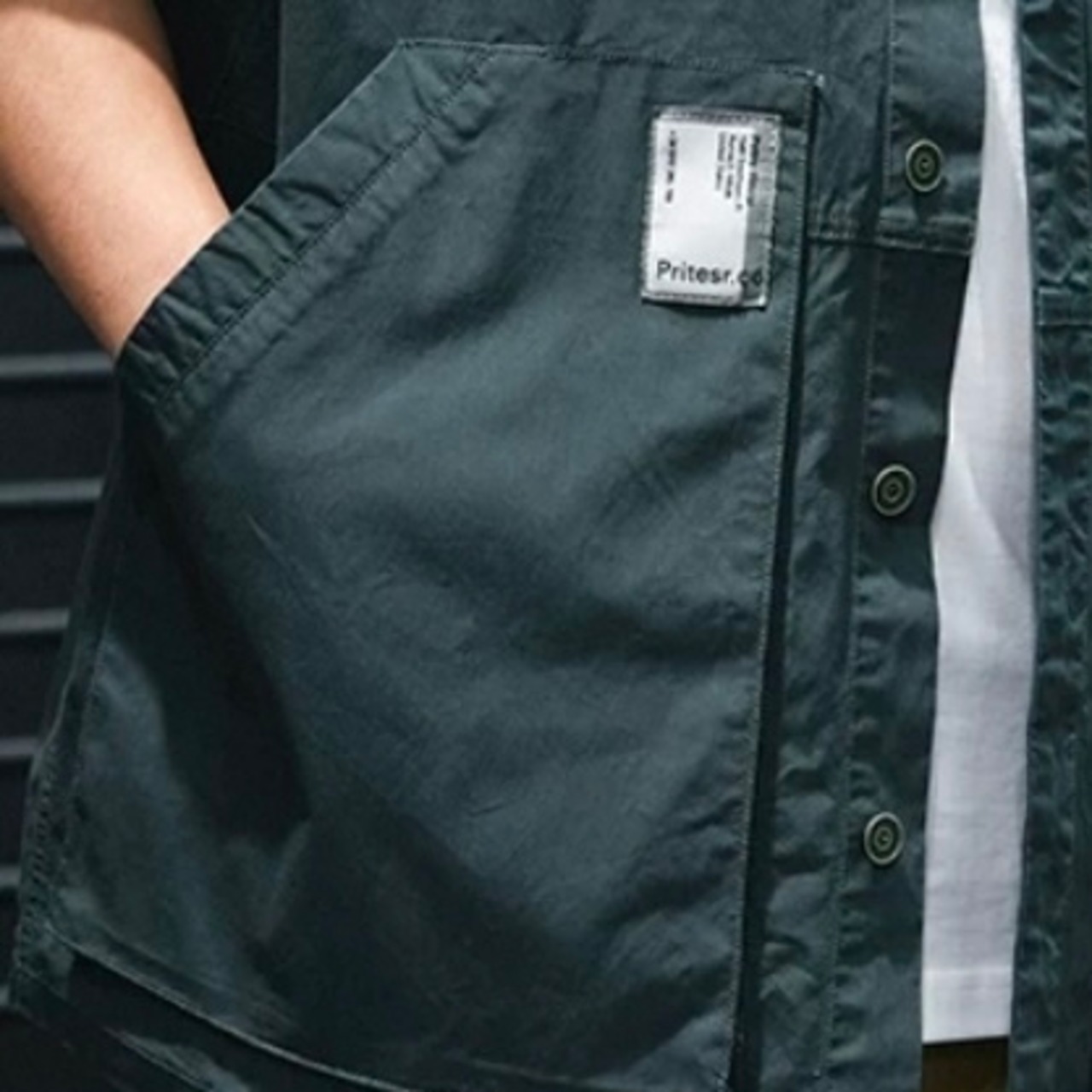 Short-Sleeve Shirt Button-Down Patch Pocket Shirt ◇H0319