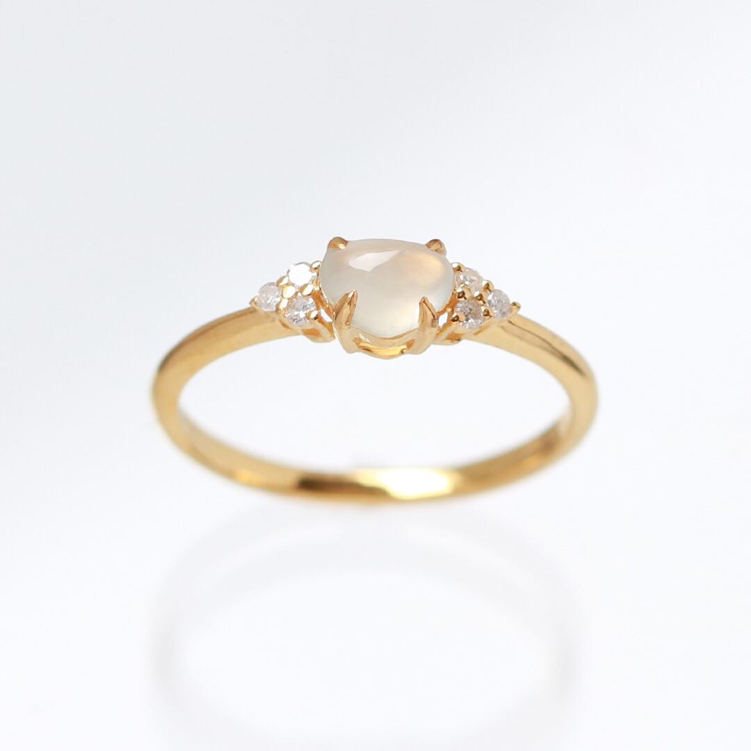 氷翡翠リング ダイヤ入り K10YG ice jade diamond A貨翡翠 jd_rg1859