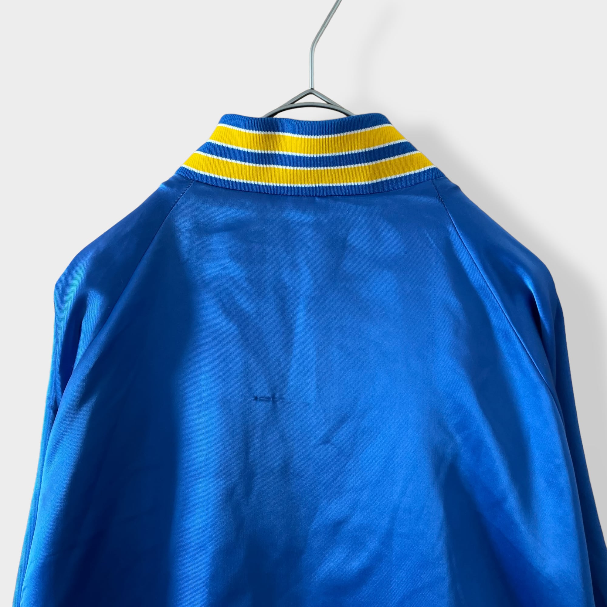 80年代 USA製 Dunbrooke ナイロン スタジアムジャケット 刺繍 ラグラン ブルー (メンズ XL)   O2591