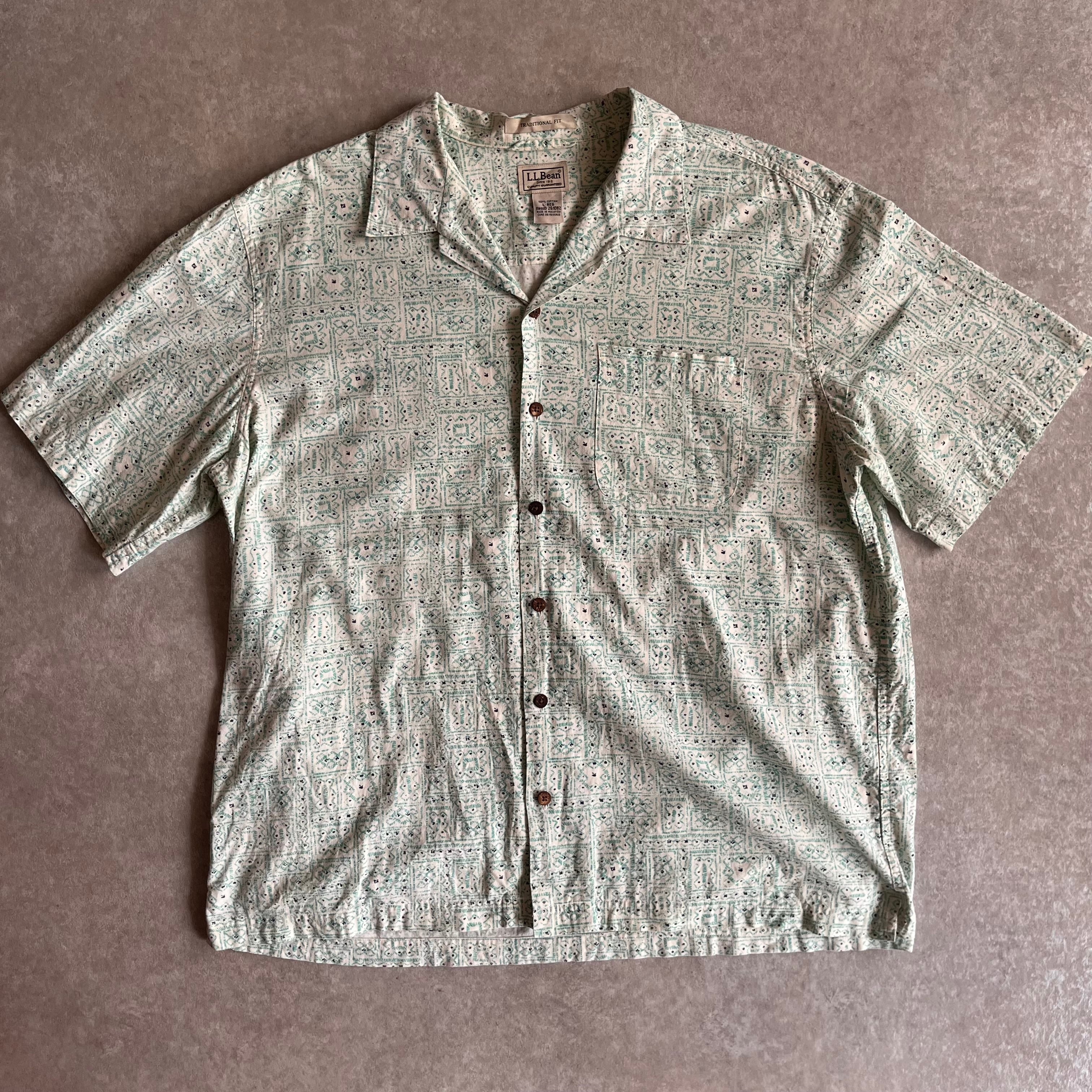 L.L.Bean S/S Hawaian Shirt L H003