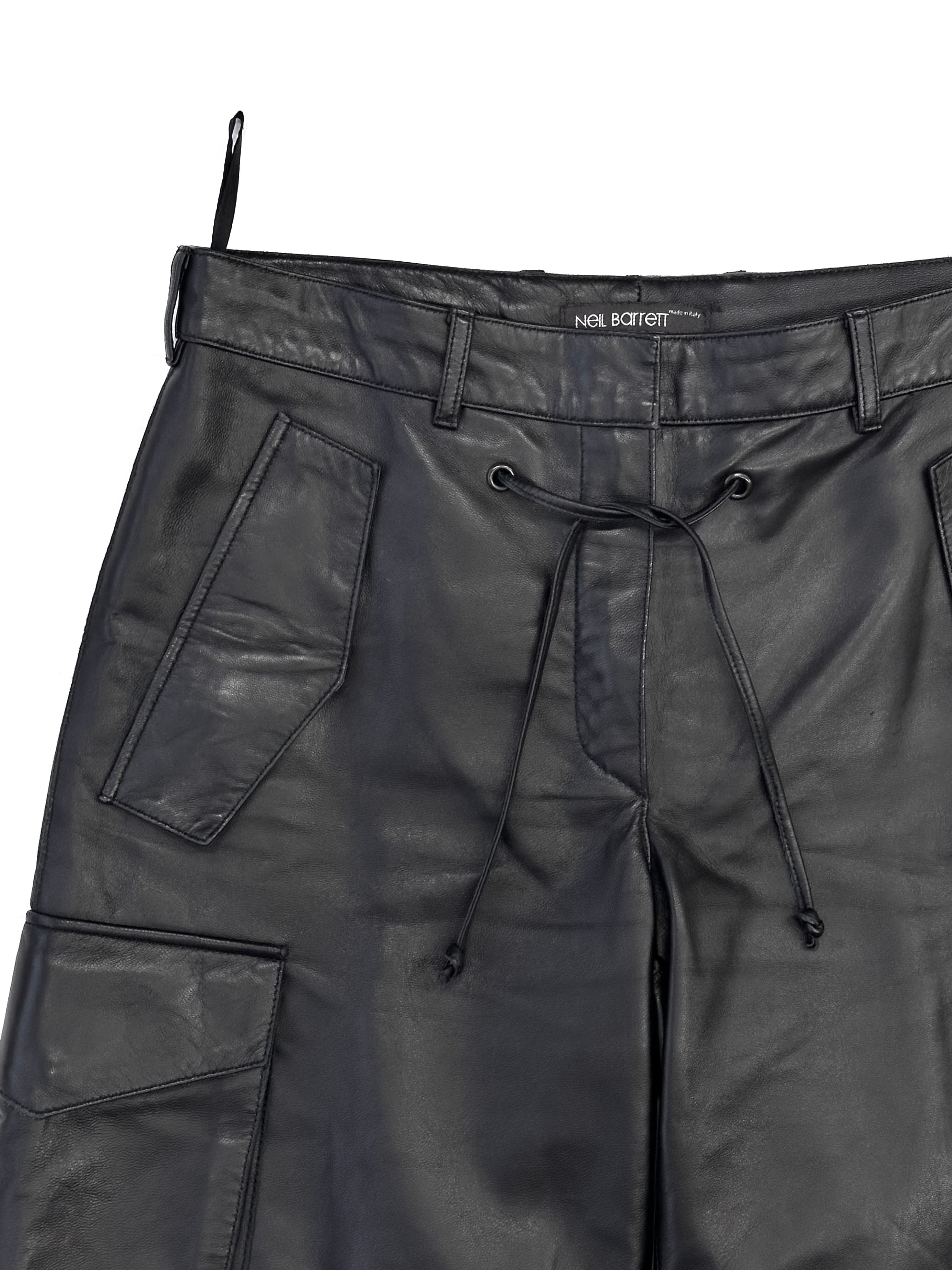 e2000's NEIL BARRETT Black Leather Cropped Cargo PT | PAY ID