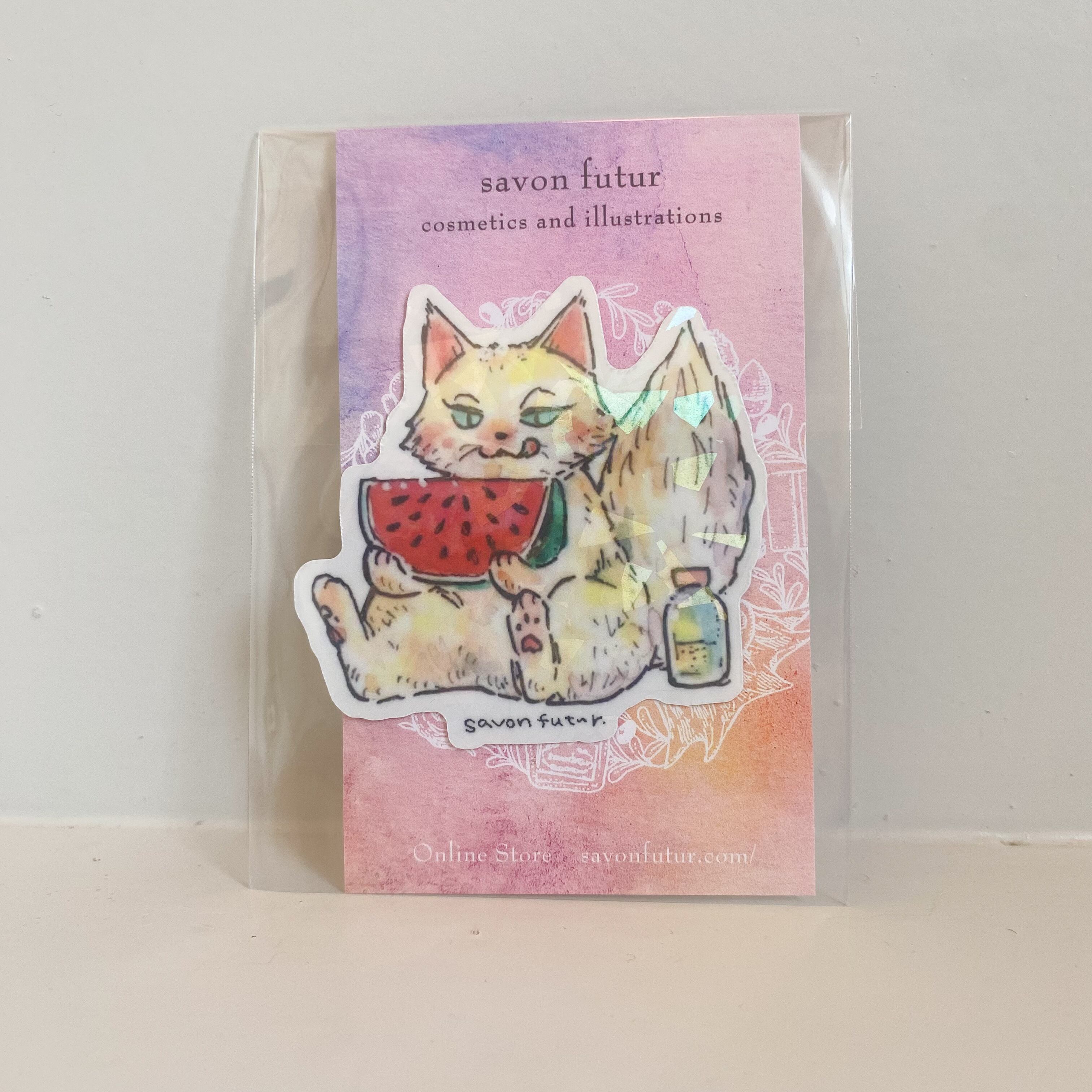 ステッカーシール / 猫とスイカ