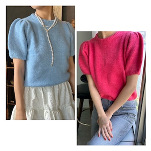 【即納】PUFF SLEEVE COLOR KNIT -2color-