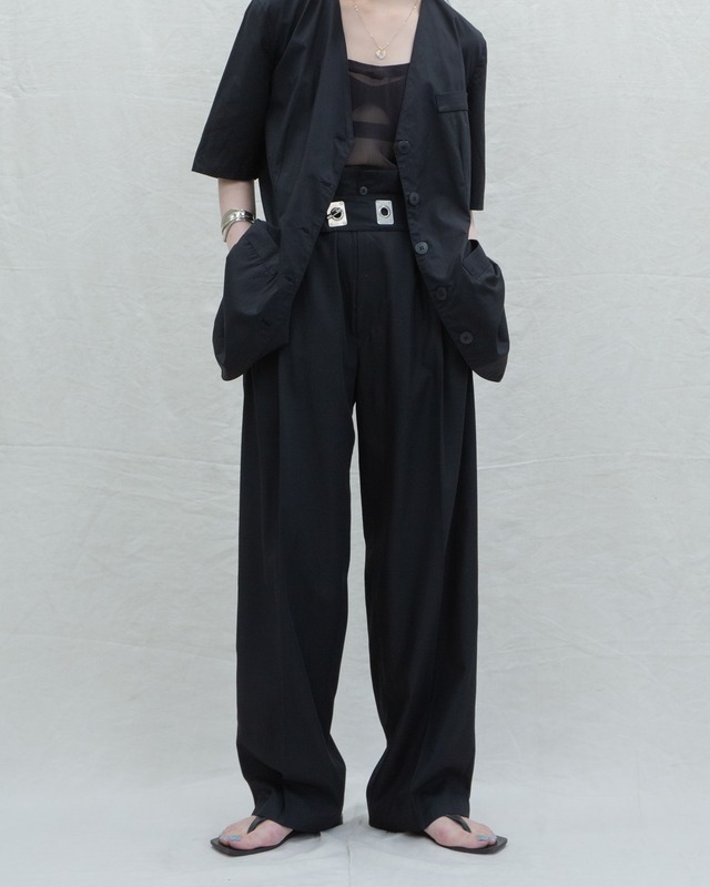 1980s high waist wide trousers, adjustable design