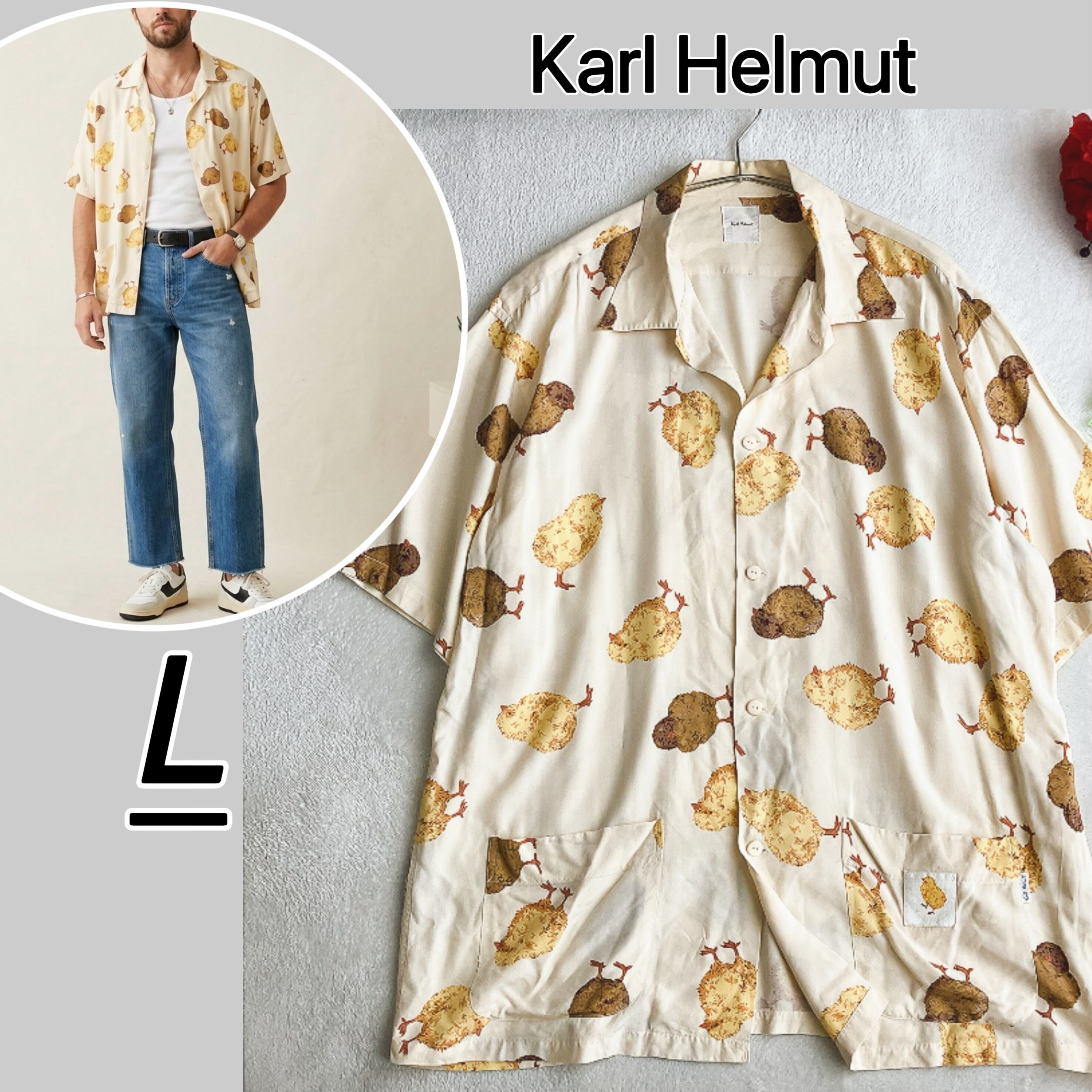 ○ Karl Helmut カールヘルム パッチワークシャツジャケット ピンク 