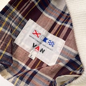 70s 当時物 VAN JAC ヴァンヂャケット SPORTSWEAR マドラスチェック柄 コットン カーディガン ジャケット L /ビンテージ